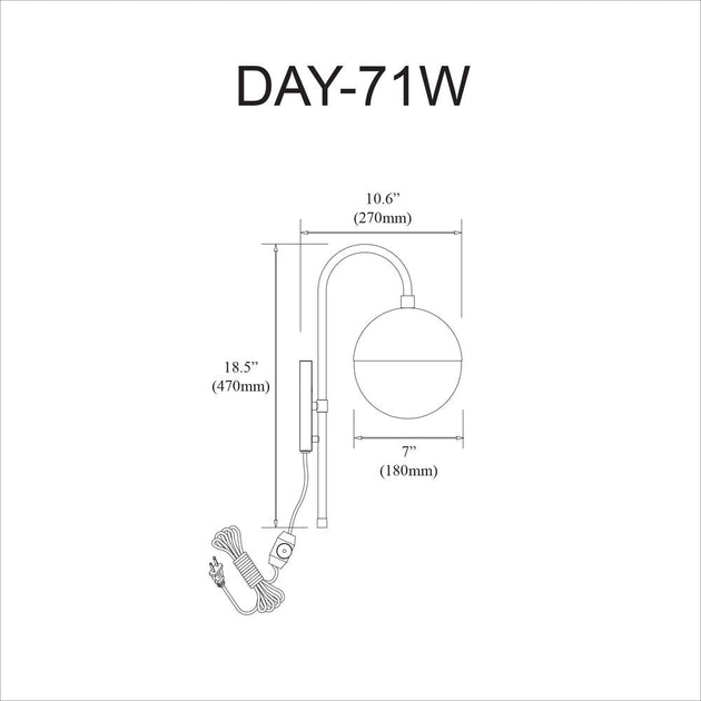 Dainolite Dayana 1LT Halogen Sconce White Opal Glass 3