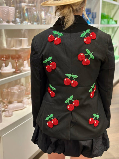 TIANA Custom Blazer With Cherries Black Large 2