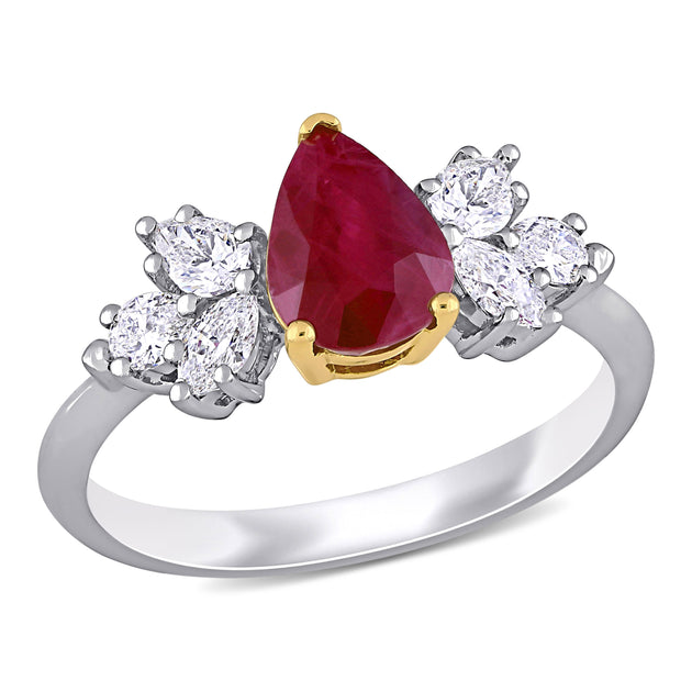Mimi & Max Ruby Diamond Ring 14k Gold Red US 5.5 2