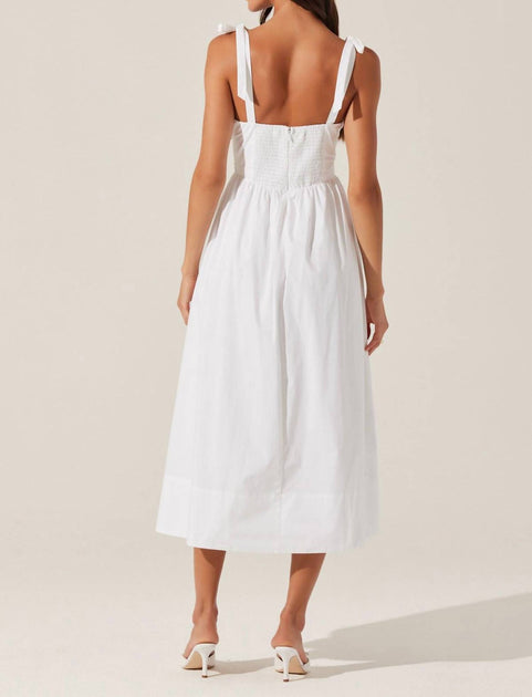 astr the label women's helia cotton midi dress Helia Bow Front Midi Dress
