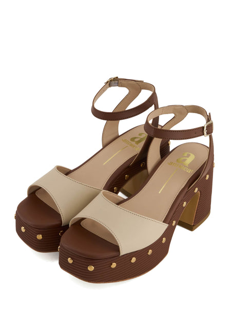 Andrea Women's Heeled Platform Sandals Brown US 7 4