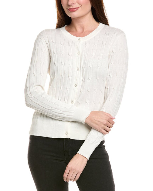 Hannah Rose Cable Knit Cardigan White Small 2