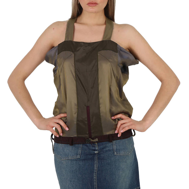 Maison Margiela Damen Bordeaux Quadrat-Ausschnitt Wolle Top 2