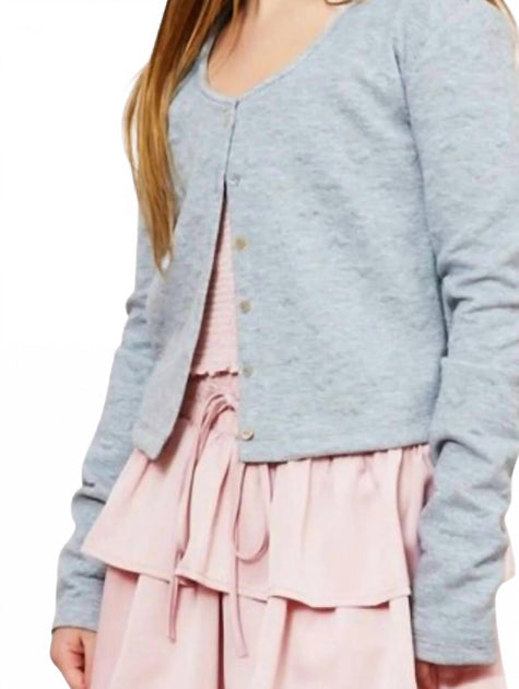 THEME Mädchen Tali Puff Heart Strickjacke Blau Klein 3
