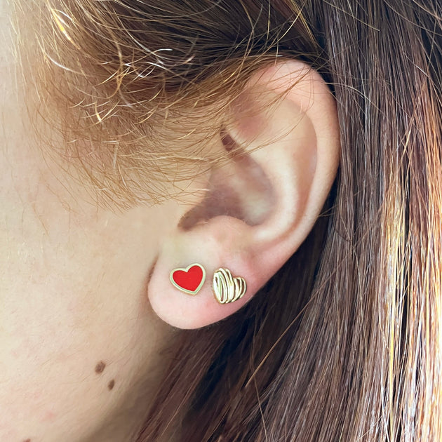 The Lovery Scribble Heart Stud Earrings Silver 3