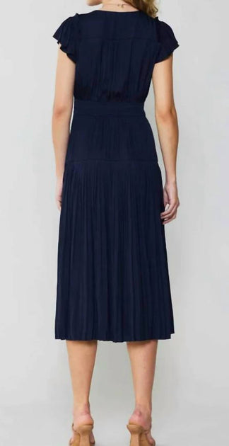 Current Air Sophia Flutter Sleeve Midi Dress Blue XS 3