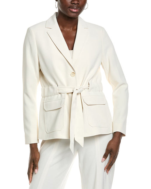 Kenneth Cole Belted Patch Pocket Jacket Beige Medium 2