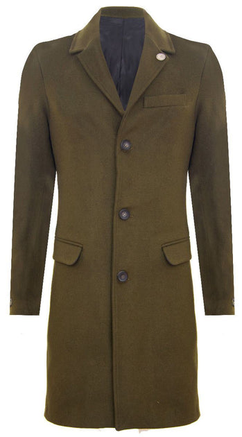 Oliver Tweed Men's Long Wool Overcoat Olive 4XLarge 2