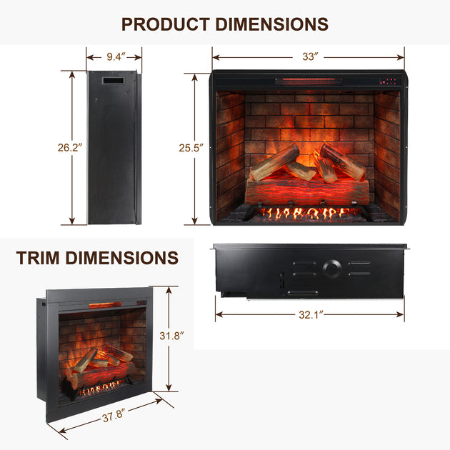 Streamdale 33" Electric Fireplace Insert Black 3