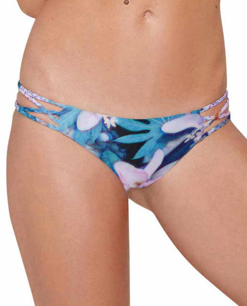 Stone Fox Swim Gypsy Braided Cheeky Bikini Bottom Blue Medium 2