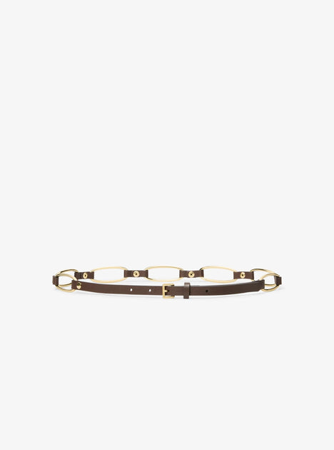 Michael Kors Chain Link Leather Belt Brown Medium 4
