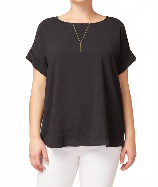 Entro Short Sleeve Scoop Neck Top Black Large 3