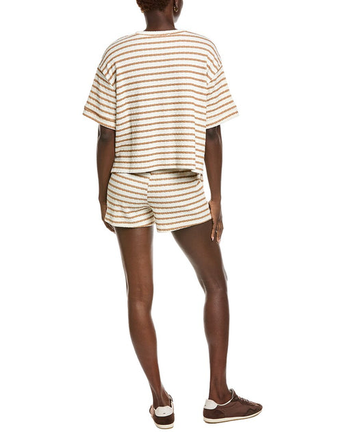 Marion Ensemble T-shirt Rayé et Short Marron Small 3