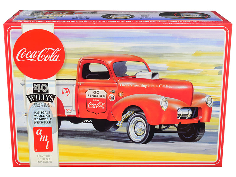 AMT 1940 Willys Gasser Pickup Truck Coca-Cola Scale Model Kit White 1/25 2