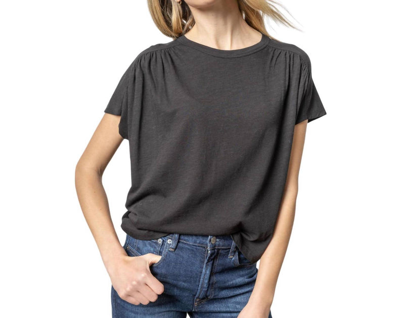 Lilla P Easy Shirred Short Sleeve Tee Grey XS 2