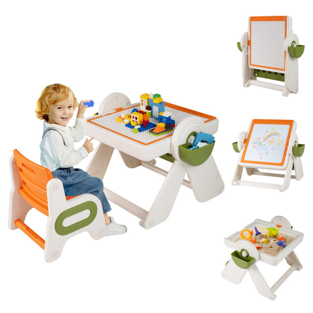 Hivvago 6-in-1 Multi-activity Children Table and Chair Set Grey 3