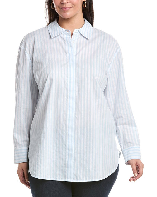 Anne Klein Plus Drop Shoulder Shirt Blue XL 2