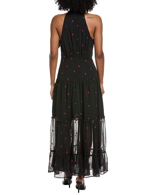 CeCe Halter Tie Neck Tiered Maxi Dress Black XLarge 3