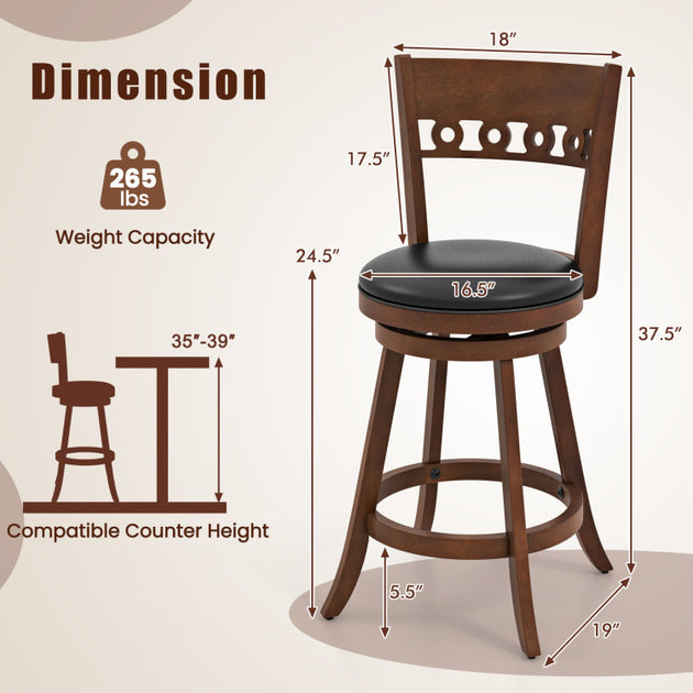 Hivvago Swivel Bar Stool Brown 4