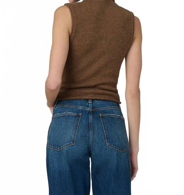 Joe's Jeans Stevie Sleeveless Roll Neck Sweater Brown Medium 3