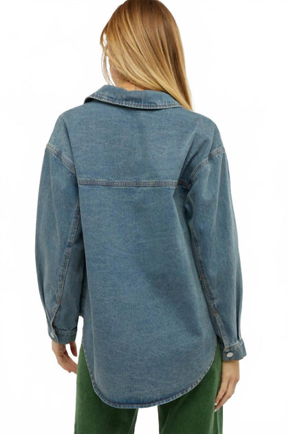 Davi & Dani Denim Shacket Green 3X 3