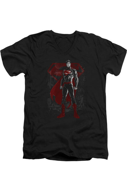 T-shirt Col V Noir Small Gildan Superman Aftermath 2