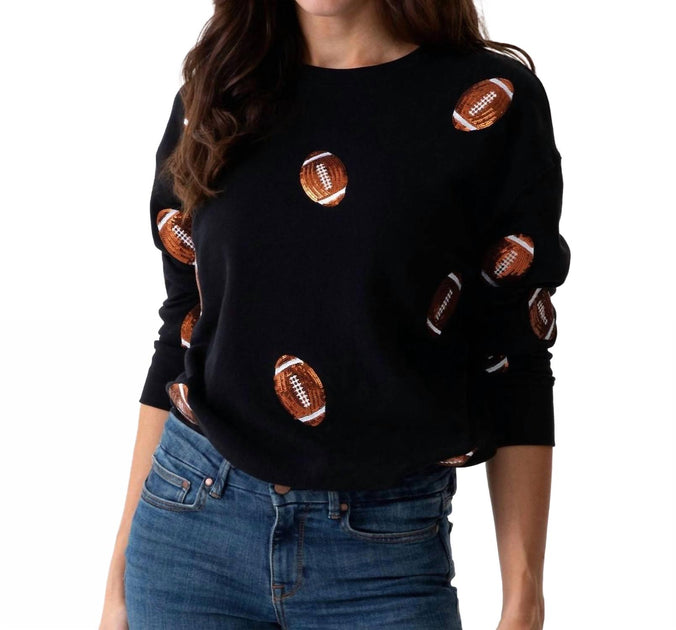 Shiraleah Sequin Football Sweatshirt Noir Small 3