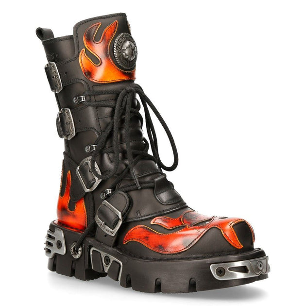 New Rock 107-S1 Biker Boots Black/Red EU 42 2