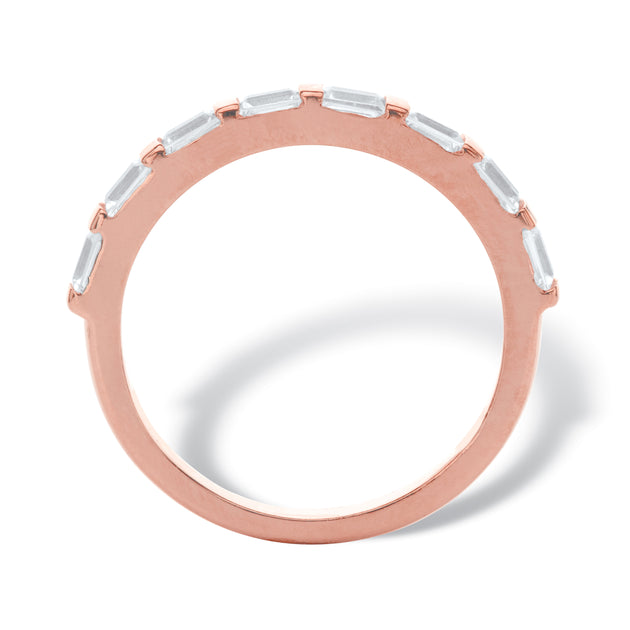 Palm .80 TCW CZ Rose Gold-Plated Stack Ring Pink US 10 3