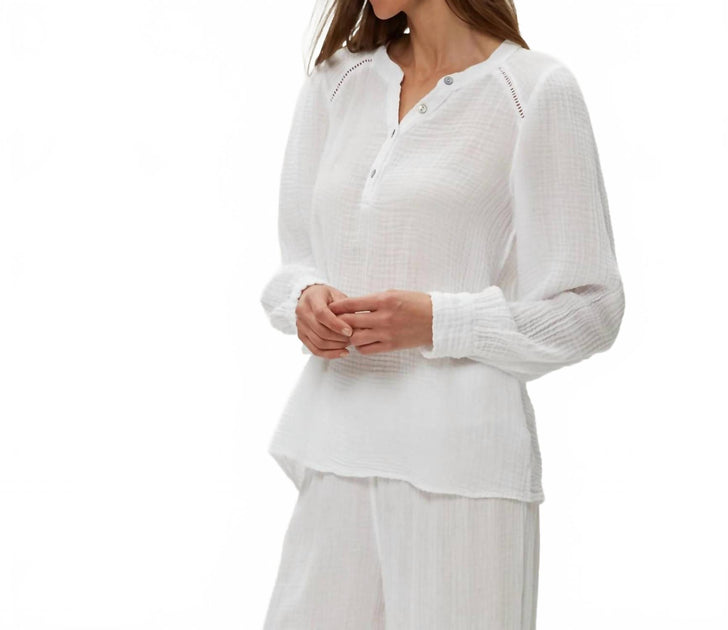 Michael Stars Kacey Peasant Top White Medium 3