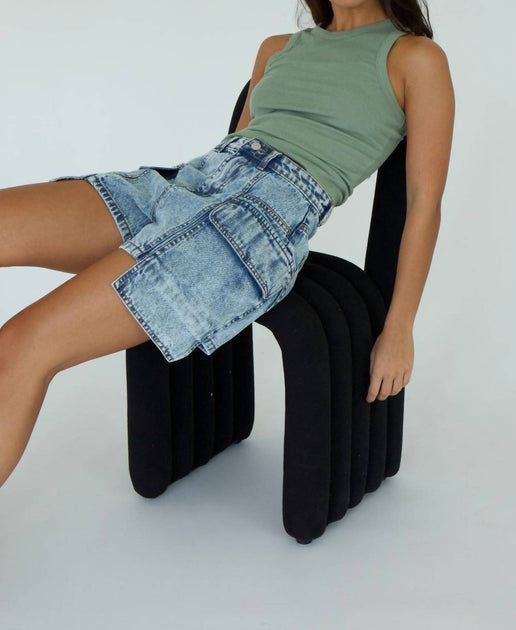 Hustle N Holla Thea Cargo Denim Short Blue US 4 3
