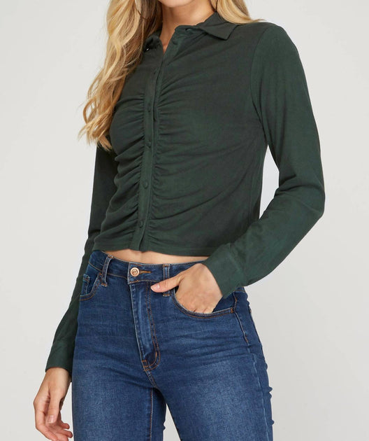 SHE + SKY Brushed Stretch Knit Top Vert Small 2