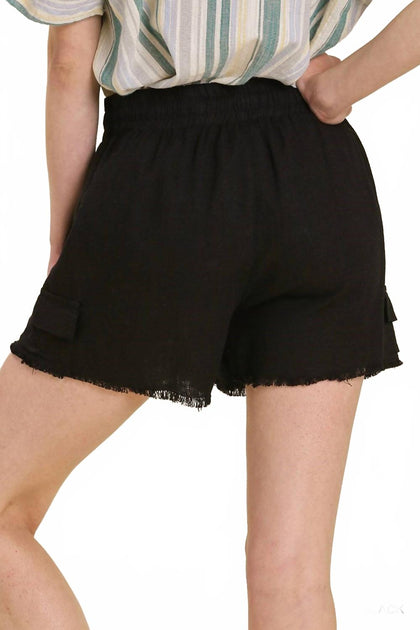 Umgee Front Tie And Pocket Detail Shorts Black Large 3