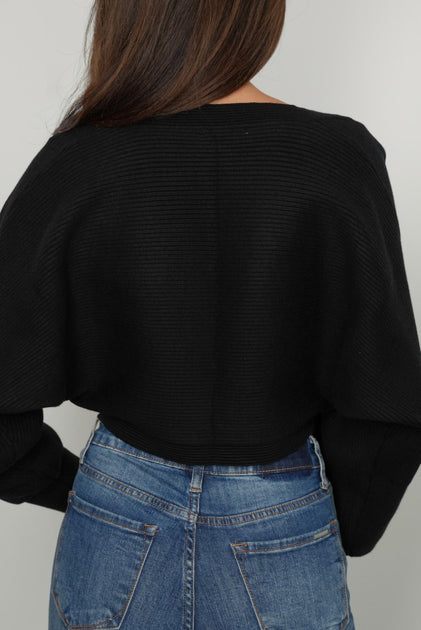 Falcon Andrea Shrug Crop Cardigan Black Medium 3
