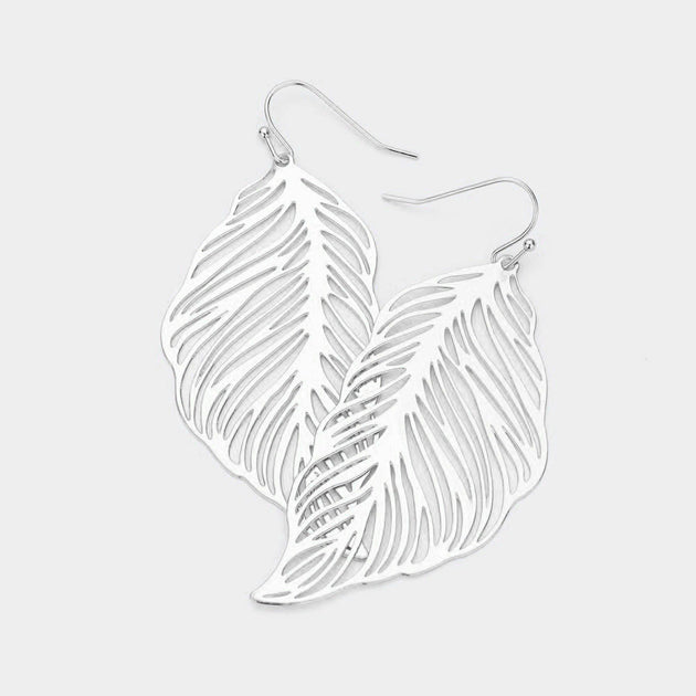 FASHNZFAB Leaf Dangle Earrings Gold 3
