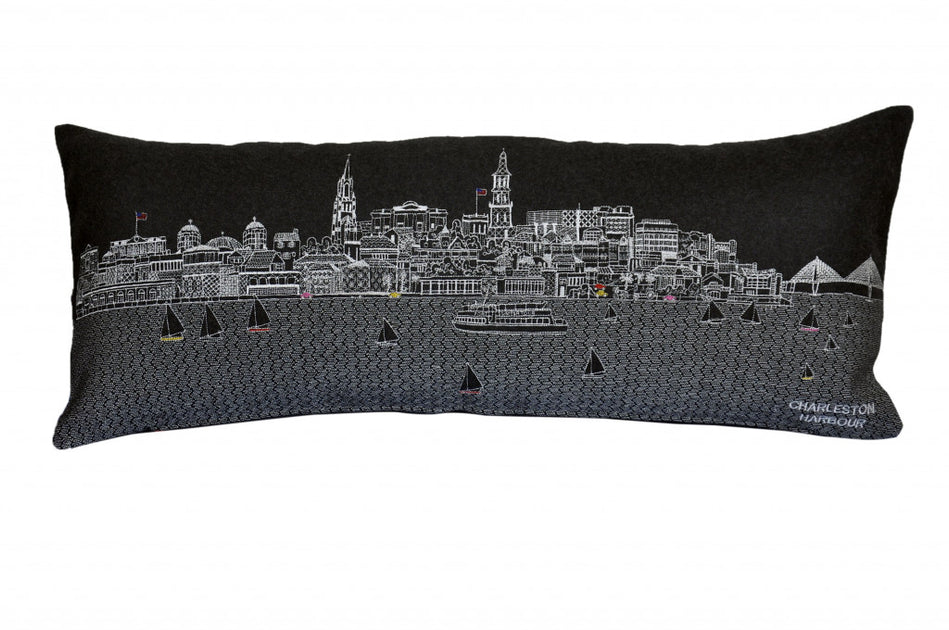 Hivvago Charleston Skyline Lumbar Pillow Black 35 inch 2