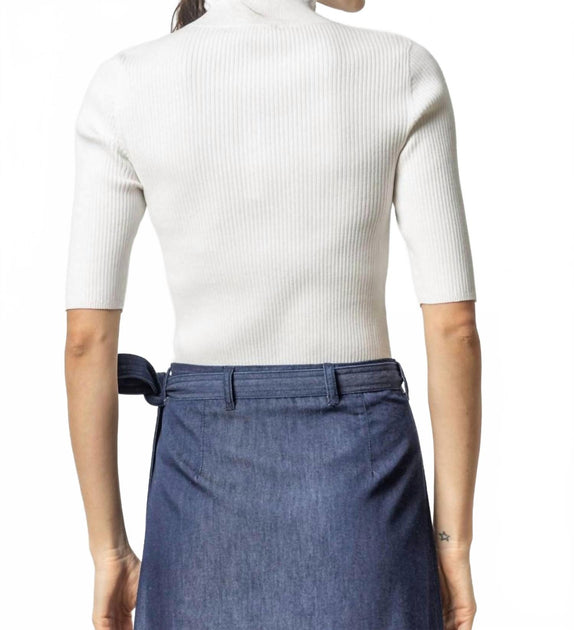 Lilla P Ruffle Mock Neck Top White XS 3