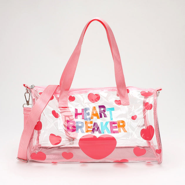 FASHNZFAB Heart Breaker Transparent Boston Bag Pink 3