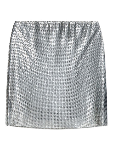 Versace Metallic Silver Skirt With Mesh Overlay Silver EU 40 2