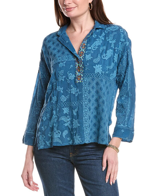 Johnny Was Glyn Blouse Blue XXL 2
