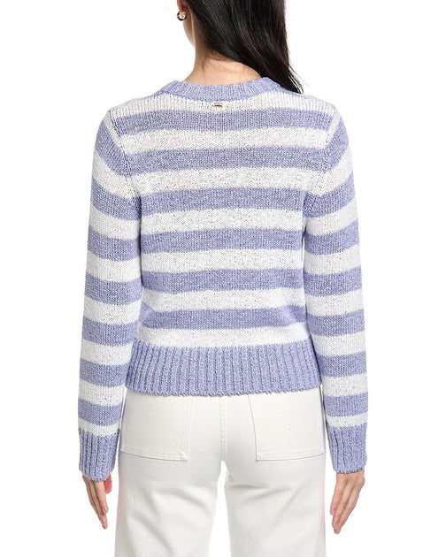 St. John Relaxed Crewneck Striped Sweater Purple Medium 3