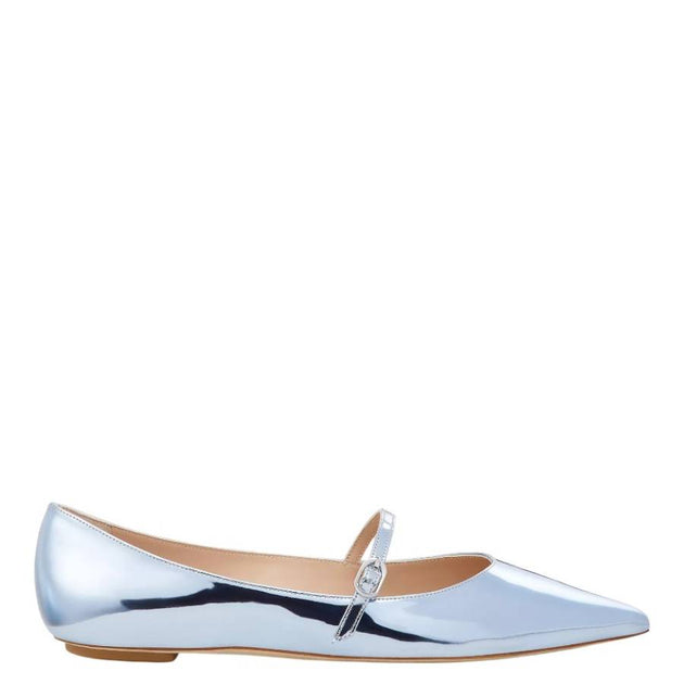 Stuart Weitzman Emilia Mary Jane Flats Silver US 4.5 2