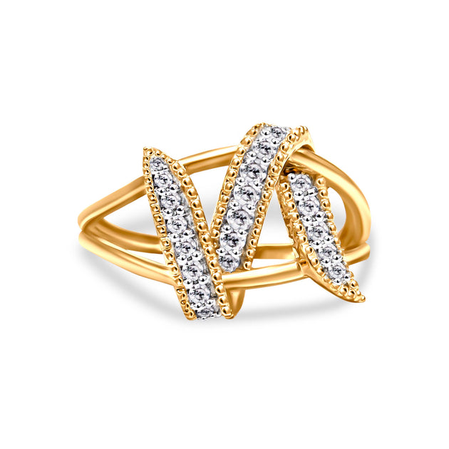 Haus of Brilliance Interlocking Bypass Ring Silver US 7 2