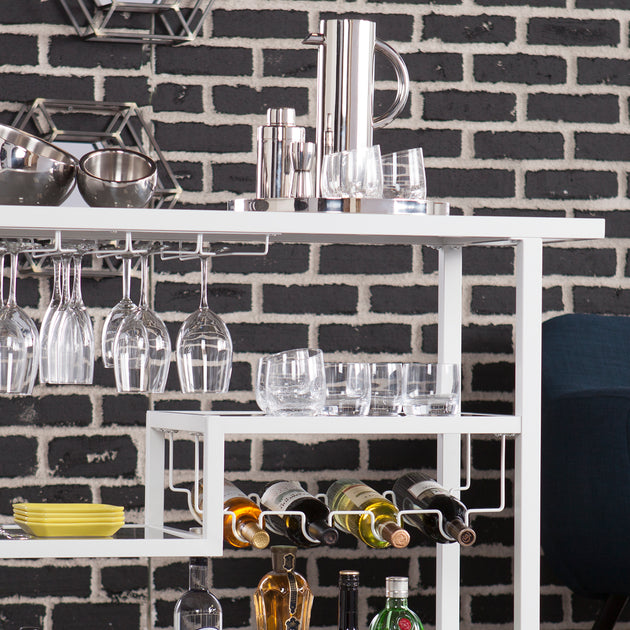 SEI Zephs Bar Cart White 4