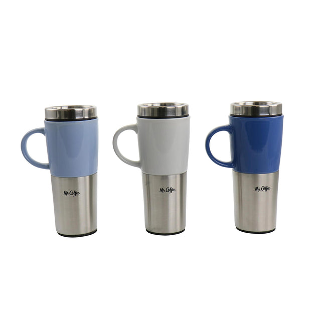 Mr. Coffee Travertine 16 oz Stoneware Stainless Steel Travel Mug Assorted 2