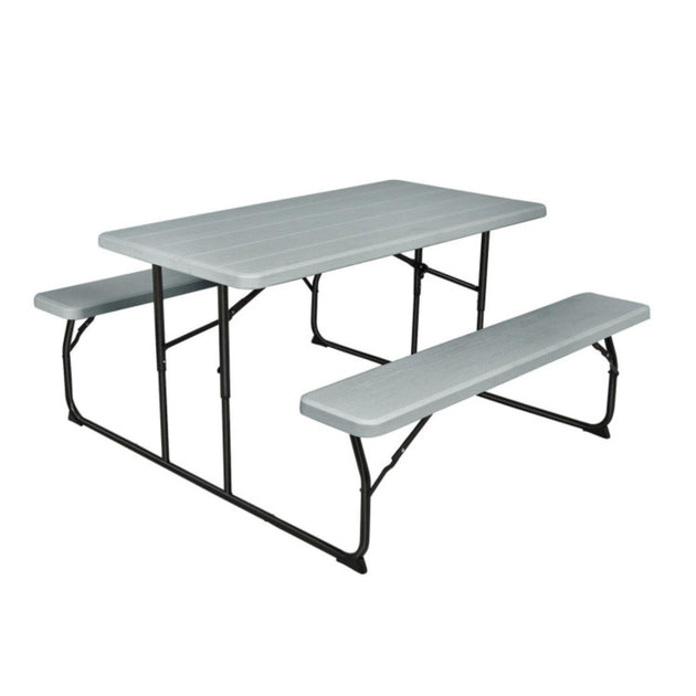Hivvago Folding Picnic Table Bench Set Black 6