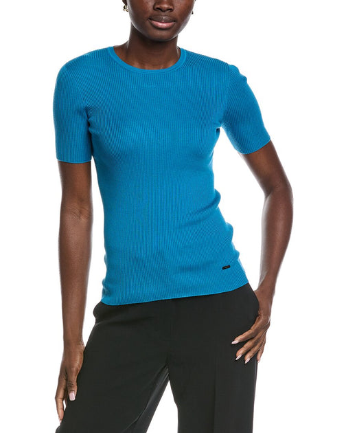 Akris Ribbed Silk-Blend Top Blue US 16 2
