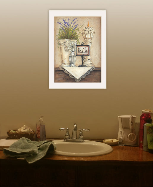Hivvago Bath 1 White Framed Print Wall Art 4