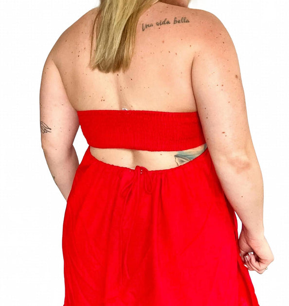 LE LIS Dune Dancer Babydoll Tube Dress Red XSmall 3