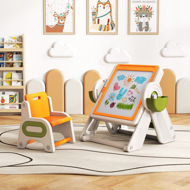 Hivvago 6-in-1 Multi-activity Children Table and Chair Set Grey 5